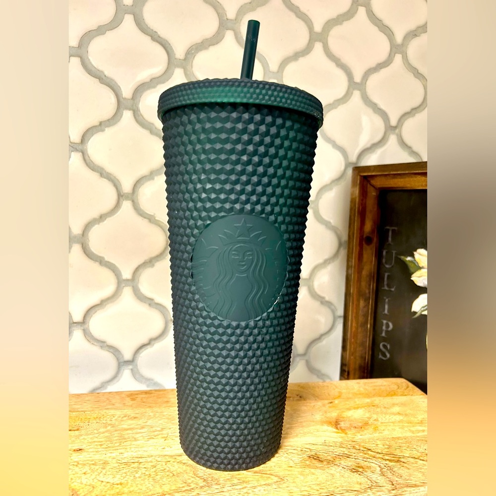 Studded dark green 24oz cold cup. New.